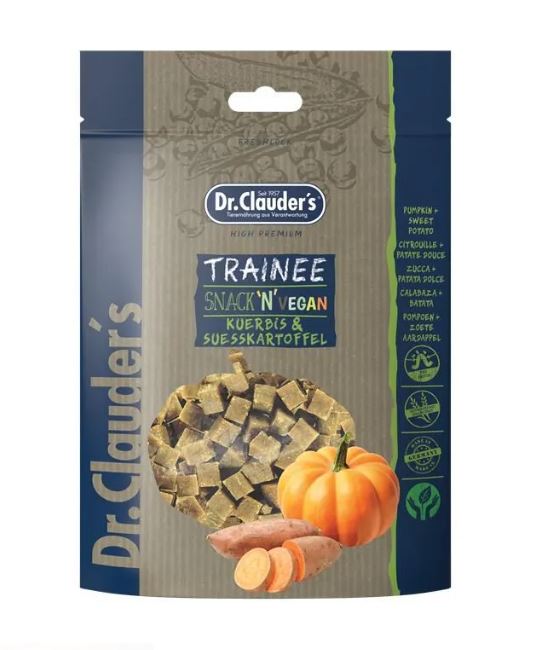DR. CLAUDER'S CANE/GATTO SNACK TRAINEE VEGAN CUBETTI ZUCCA & PATATE DOLCI 80 GR