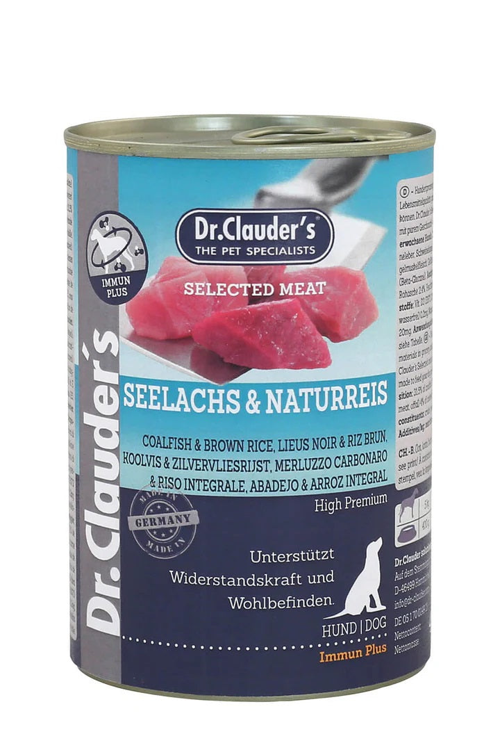 DR. CLAUDER'S CANE SELECTED MEAT ADULTO MERLUZZO CARBONARO & RISO INTEGRALE LATTINA 400 GR