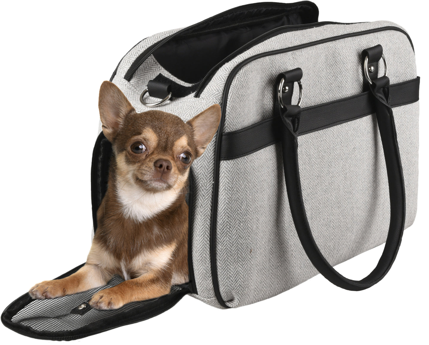 FLAMINGO TRASPORTINO BORSA "JUSTINE" 44x23x32 CM GRIGIO CHIARO