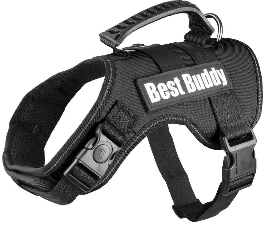 FLAMINGO CANE PETTORINA IN NYLON CON IMBOTTITURA "BEST BUDDY URANUS" 50-70 CM x 25 MM NERO