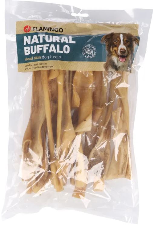 FLAMINGO CANE SNACK NATURE PELLE DI TESTA DI BUFALO 25 CM CF. (400 GR)
