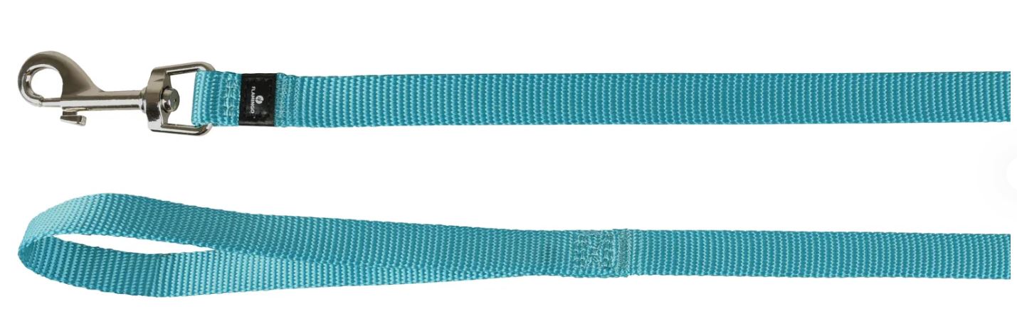 FLAMINGO CANE GUINZAGLIO IN NYLON "ZIGGI" 130 CM x 10 MM TURCHESE
