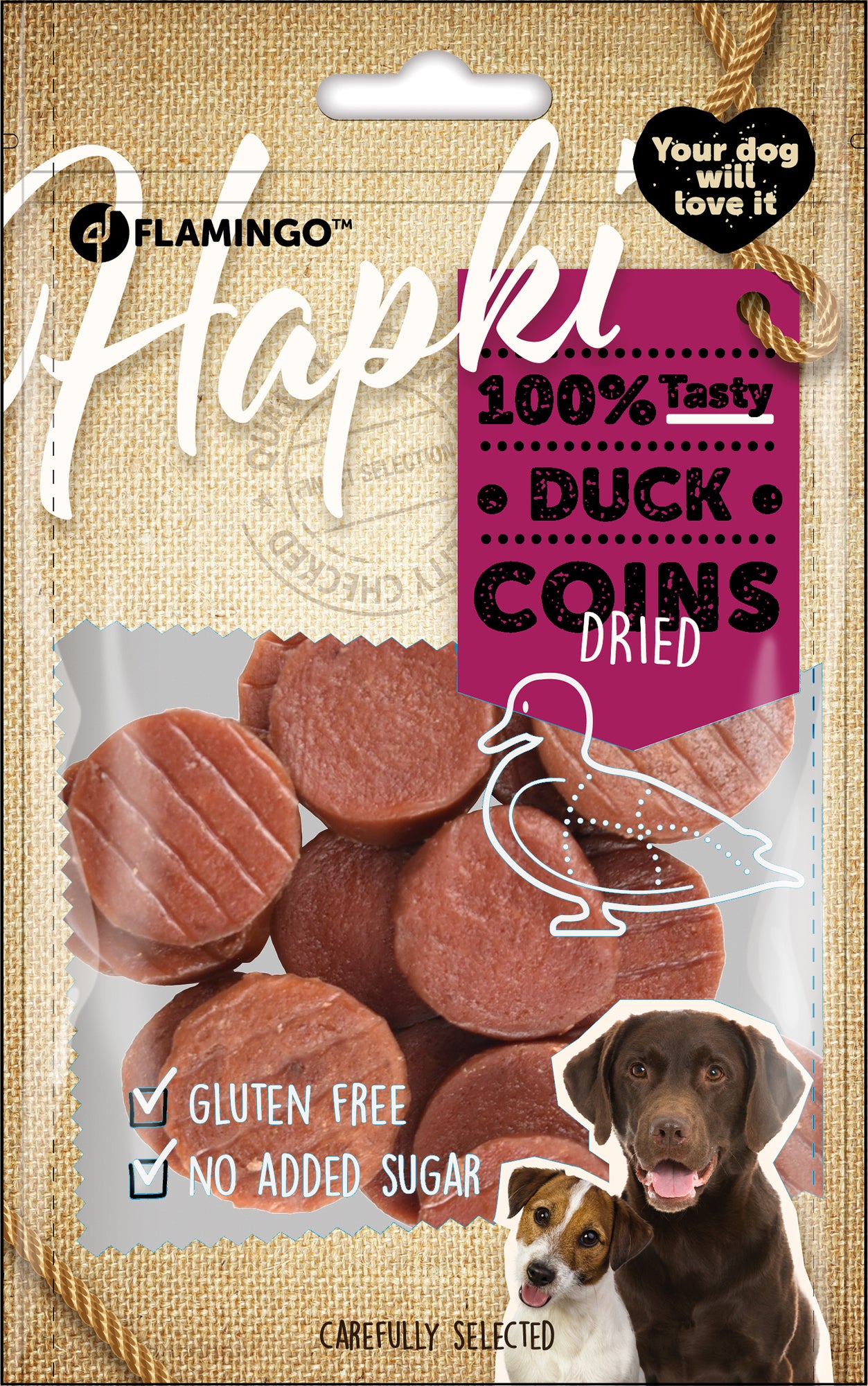 FLAMINGO CANE SNACK "HAPKI" MONETE DI ANATRA 85 GR