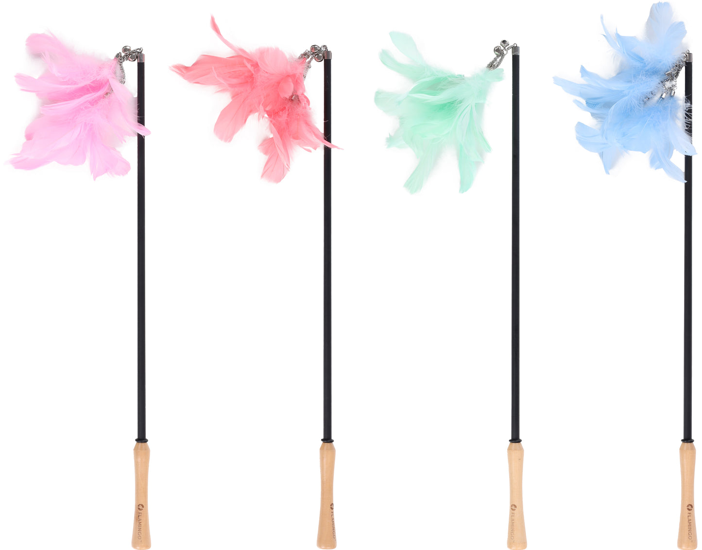 FLAMINGO GATTO GIOCO CANNA STUZZICAMICIO "NIMMY" CON PIUME 61-186CM