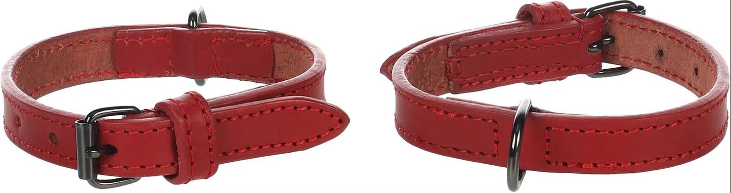 FLAMINGO CANE COLLARE IN PELLE "DENVER" 15 MM x 29-35 CM ROSSO
