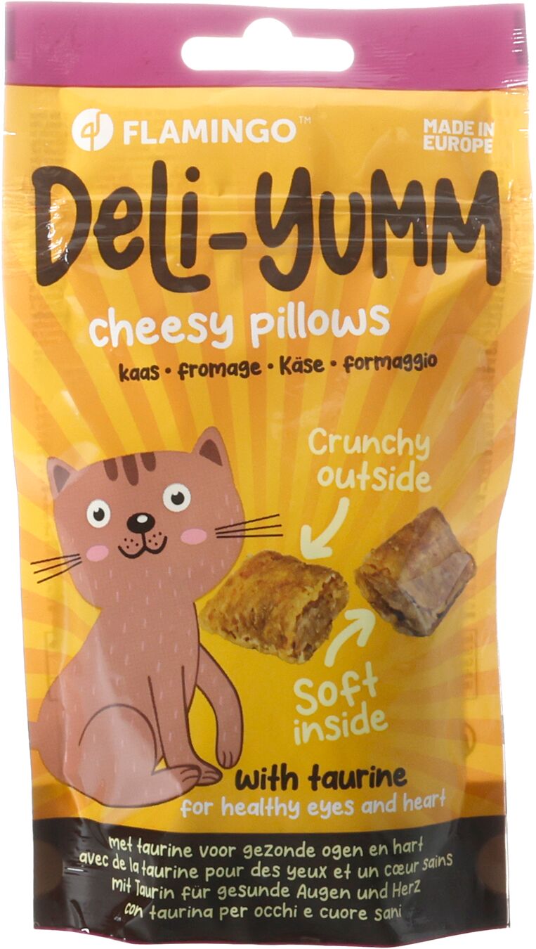 FLAMINGO GATTO SNACK "DELI-YUMM" PILLOWS CON FORMAGGIO 50 GR