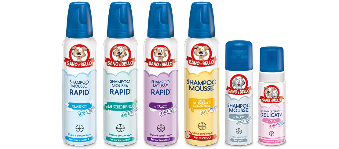 PRODOTTO NON PIU' IN COMMERCIO SANOeBELLO CANE SHAMPOO MOUSSE RAPID MUSCHIO BIANCO 300 ML
