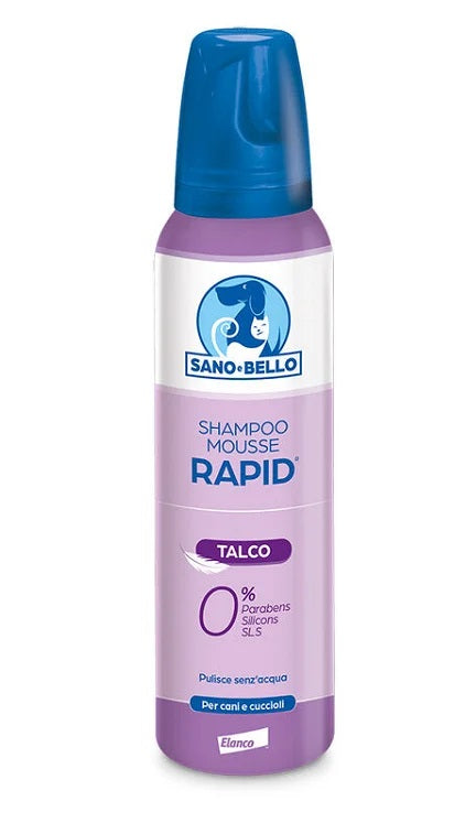 PRODOTTO NON PIU' IN COMMERCIO SANOeBELLO CANE SHAMPOO MOUSSE RAPID TALCO 300 ML