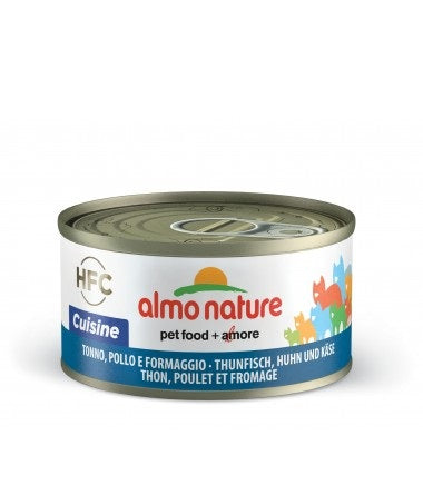 ALMO NATURE HFC NATURAL CATS 24X70 G TONNO, POLLO E FORMAGGIO