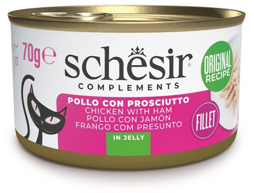 SCHESIR GATTO LATTINA IN JELLY ADULTO POLLO & PROSCIUTTO 70 GR