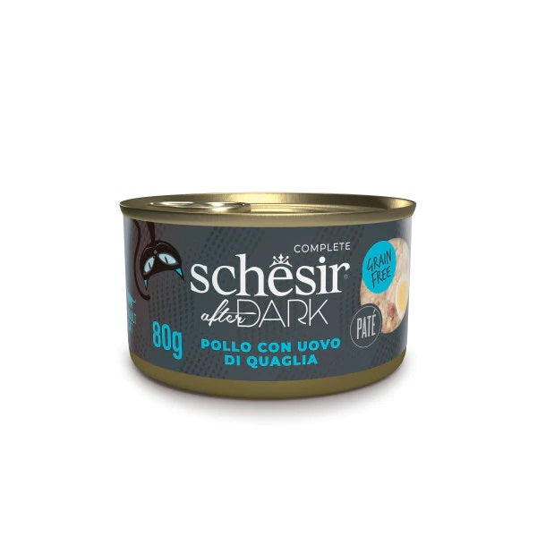 SCHESIR GATTO AFTER DARK PATE' ADULTO POLLO & UOVO DI QUAGLIA LATTINA 80 GR