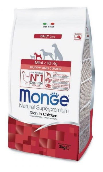 MONGE CANE NATURAL SUPERPREMIUM PUPPY&JUNIOR MINI POLLO 3 KG