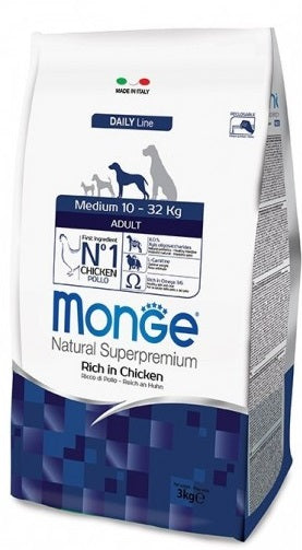 MONGE CANE NATURAL SUPERPREMIUM ADULTO MEDIUM POLLO 3 KG