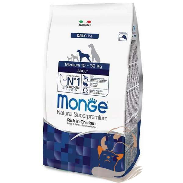 MONGE CANE NATURAL SUPERPREMIUM ADULTO MEDIUM POLLO 12 KG