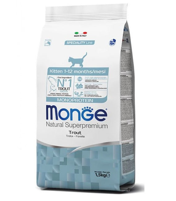 MONGE GATTO NATURAL SUPERPREMIUM KITTEN TROTA 400 GR