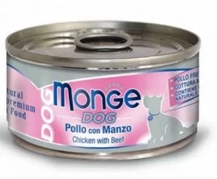 MONGE CANE NATURAL LATTINA ADULTO POLLO & MANZO 95 GR