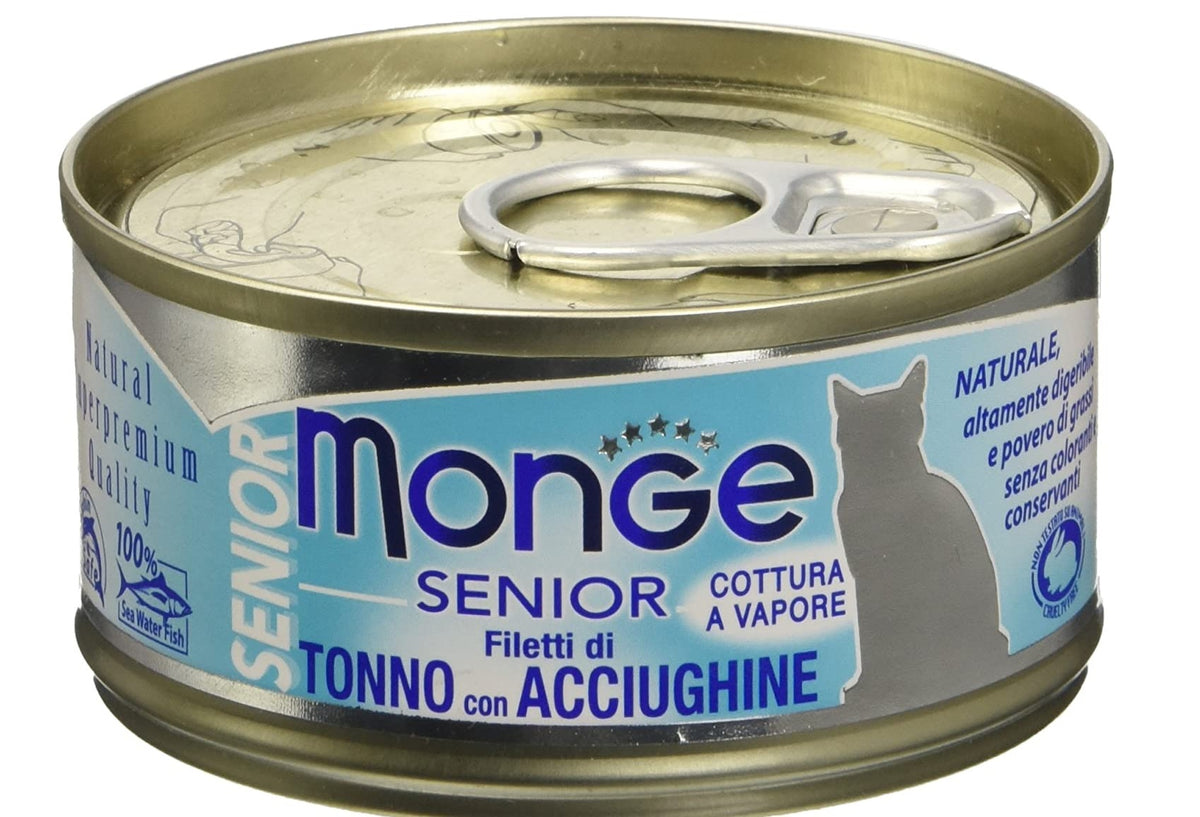 Monge Gatto Jelly Lattina Senior Filetti Di Tonno & Acciughine 80 g