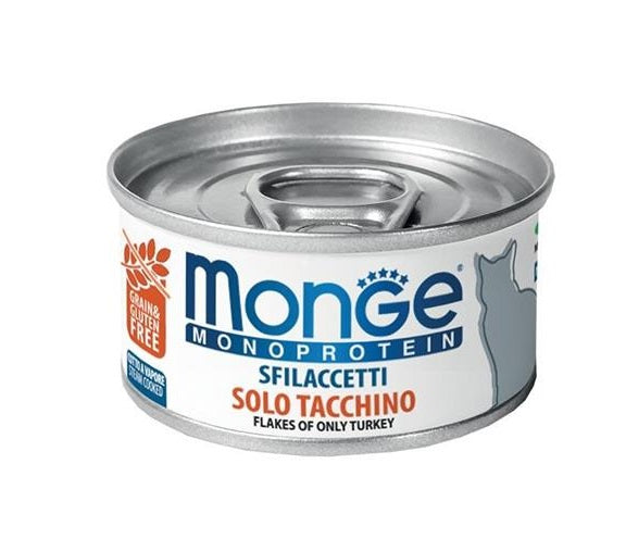 MONGE GATTO MONOPROTEIN LATTINA ADULTO SFILACCETTI SOLO TACCHINO 80 GR