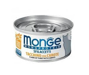 MONGE GATTO MONOPROTEIN LATTINA ADULTO SFILACCETTI TACCHINO & CAROTE 80 GR