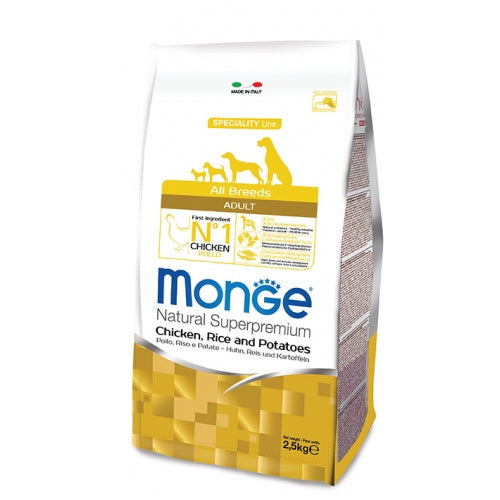 MONGE CANE NATURAL SUPERPREMIUM ADULTO ALL BREEDS POLLO, RISO & PATATE 12 KG