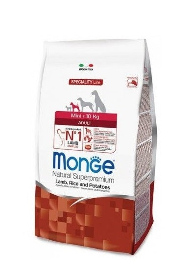 MONGE CANE NATURAL SUPERPREMIUM ADULTO MINI AGNELLO, RISO & PATATE 7,5 KG