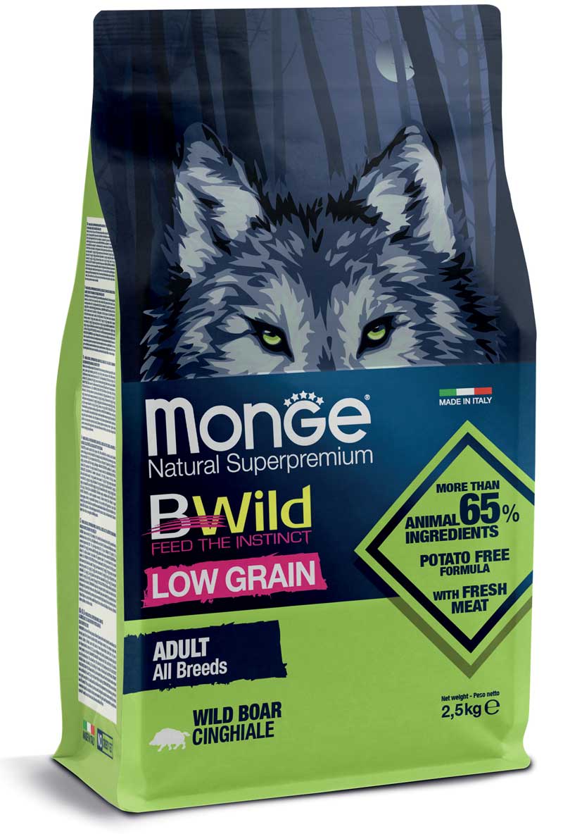 MONGE CANE BWILD LOW GRAIN ADULTO ALL BREEDS CINGHIALE 12 KG