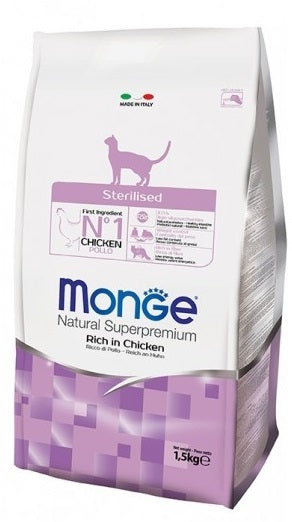 MONGE GATTO NATURAL SUPERPREMIUM ADULTO STERILIZZATO POLLO 1,5 KG