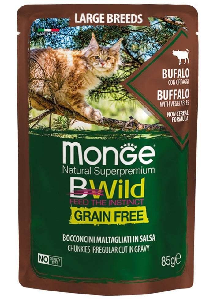 Monge Gatto Bwild Grain Free Busta Adulto Large Breeds Bufalo & Ortaggi 85 g