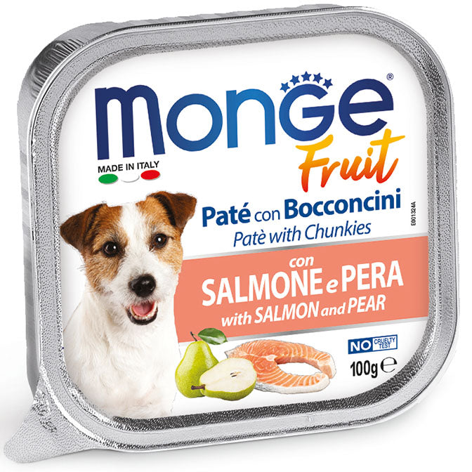 MONGE CANE FRUIT VASCHETTA ADULTO SALMONE & PERA 100 GR