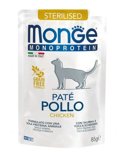 MONGE GATTO MONOPROTEIN BUSTA ADULTO STERILIZZATO PATE' POLLO 85 GR