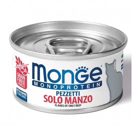 MONGE GATTO MONOPROTEIN LATTINA ADULTO PEZZETTI SOLO MANZO 80 GR