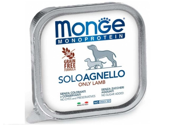 MONGE CANE MONOPROTEIN VASCHETTA ADULTO SOLO AGNELLO 150 GR