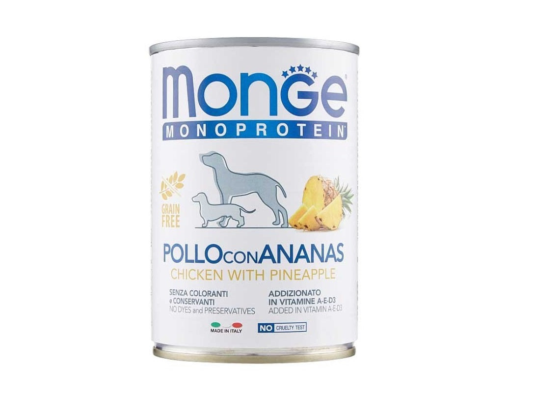 MONGE CANE MONOPROTEIN LATTINA ADULTO POLLO & ANANAS 400 GR
