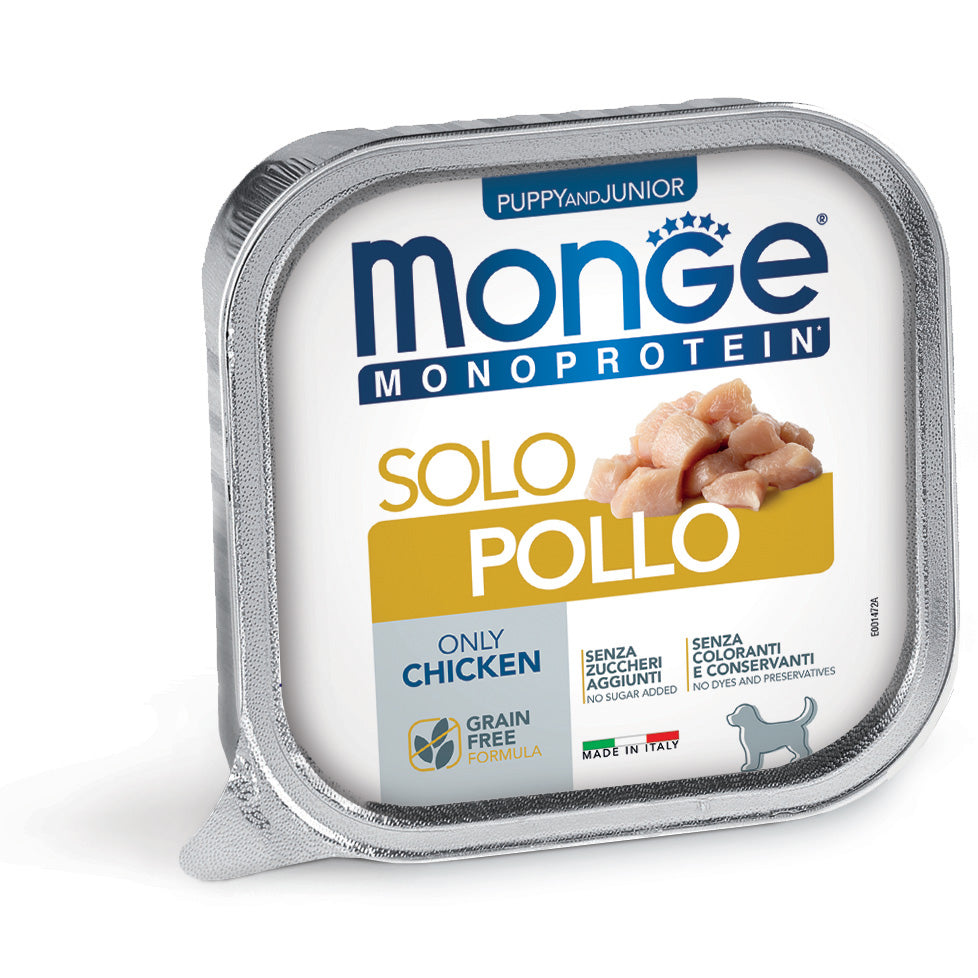 MONGE CANE MONOPROTEIN VASCHETTA PUPPY SOLO POLLO 150 GR