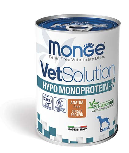 MONGE CANE VET SOLUTION HYPO MONOPROTEIN ANATRA LATTINA 400 GR