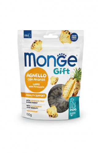 MONGE CANE GIFT SNACK ADULTO MOBILITY SUPPORT AGNELLO & ANANAS 150 GR