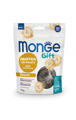 MONGE CANE GIFT SNACK ADULTO TRAINING ANATRA & BANANA 150 GR