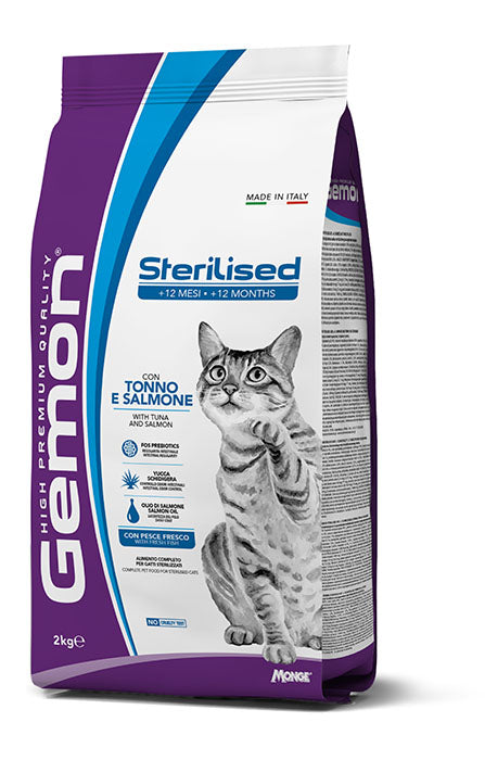 GEMON GATTO ADULTO STERILIZZATO TONNO & SALMONE 2 KG