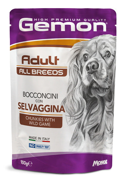 GEMON CANE BOCCONCINI ADULTO ALL BREEDS SELVAGGINA BUSTA 100 GR