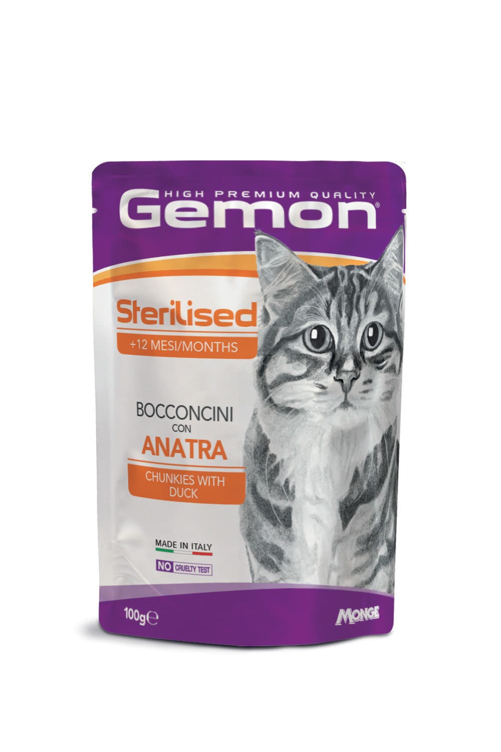 GEMON GATTO BOCCONCINI ADULTO STERILIZZATO ANATRA BUSTA 100 GR