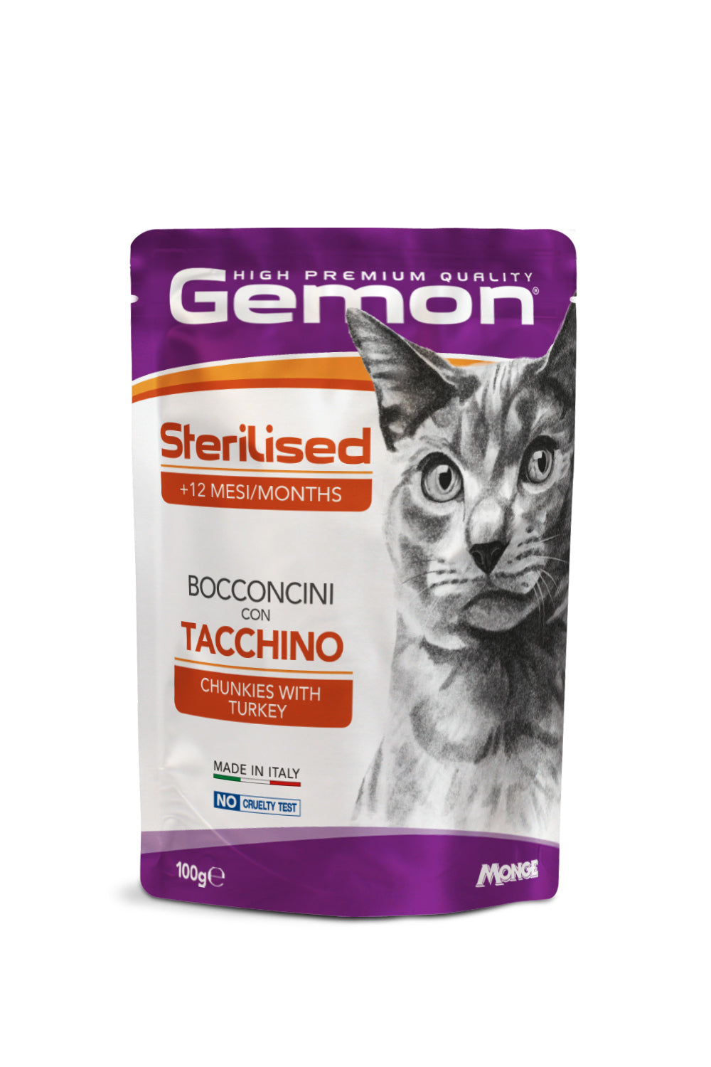 GEMON GATTO BOCCONCINI ADULTO STERILIZZATO TACCHINO BUSTA 100 GR