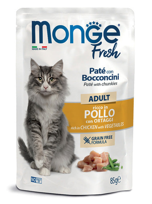 MONGE GATTO FRESH BUSTA ADULTO POLLO & ORTAGGI 85 GR