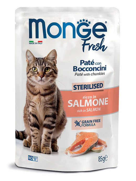 MONGE GATTO FRESH BUSTA ADULTO STERILIZZATO SALMONE 85 GR
