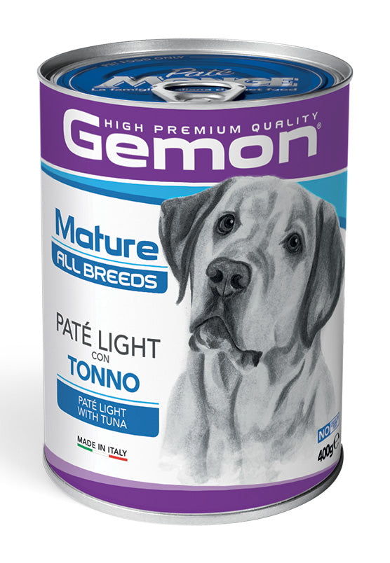 GEMON CANE PATÈ LIGHT MATURE ALL BREEDS TONNO LATTINA 400 GR