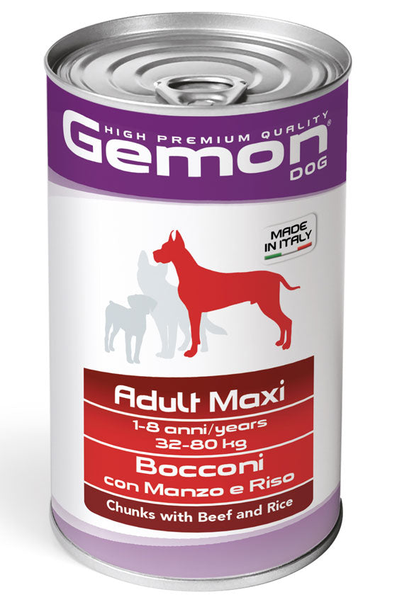 GEMON CANE BOCCONI ADULTO MAXI MANZO & RISO LATTINA 1250 GR