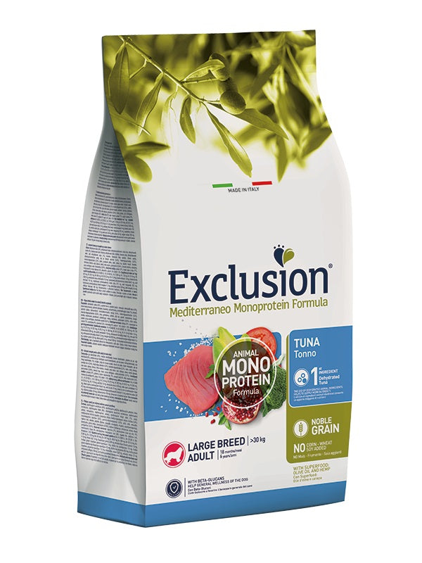 EXCLUSION CANE MEDITERRANEO ADULTO LARGE TONNO 12 KG
