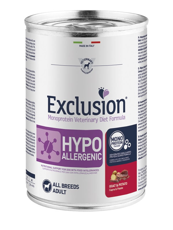 EXCLUSION CANE DIET HYPOALLERGENIC ADULTO ALL BREEDS CAPRA & PATATE LATTINA 200 GR