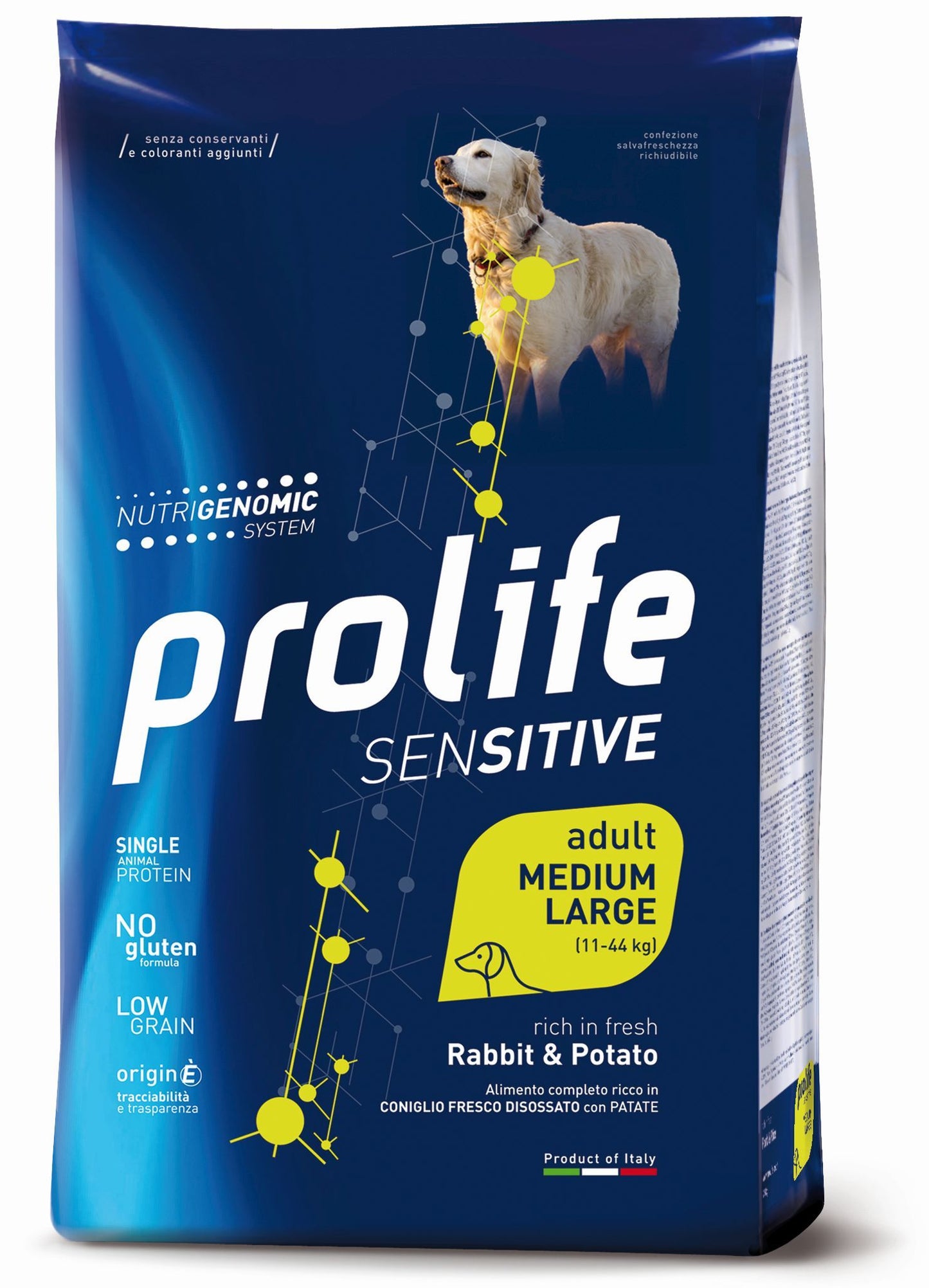 PROLIFE CANE SENSITIVE ADULTO MEDIUM&LARGE CONIGLIO & PATATE 10 KG