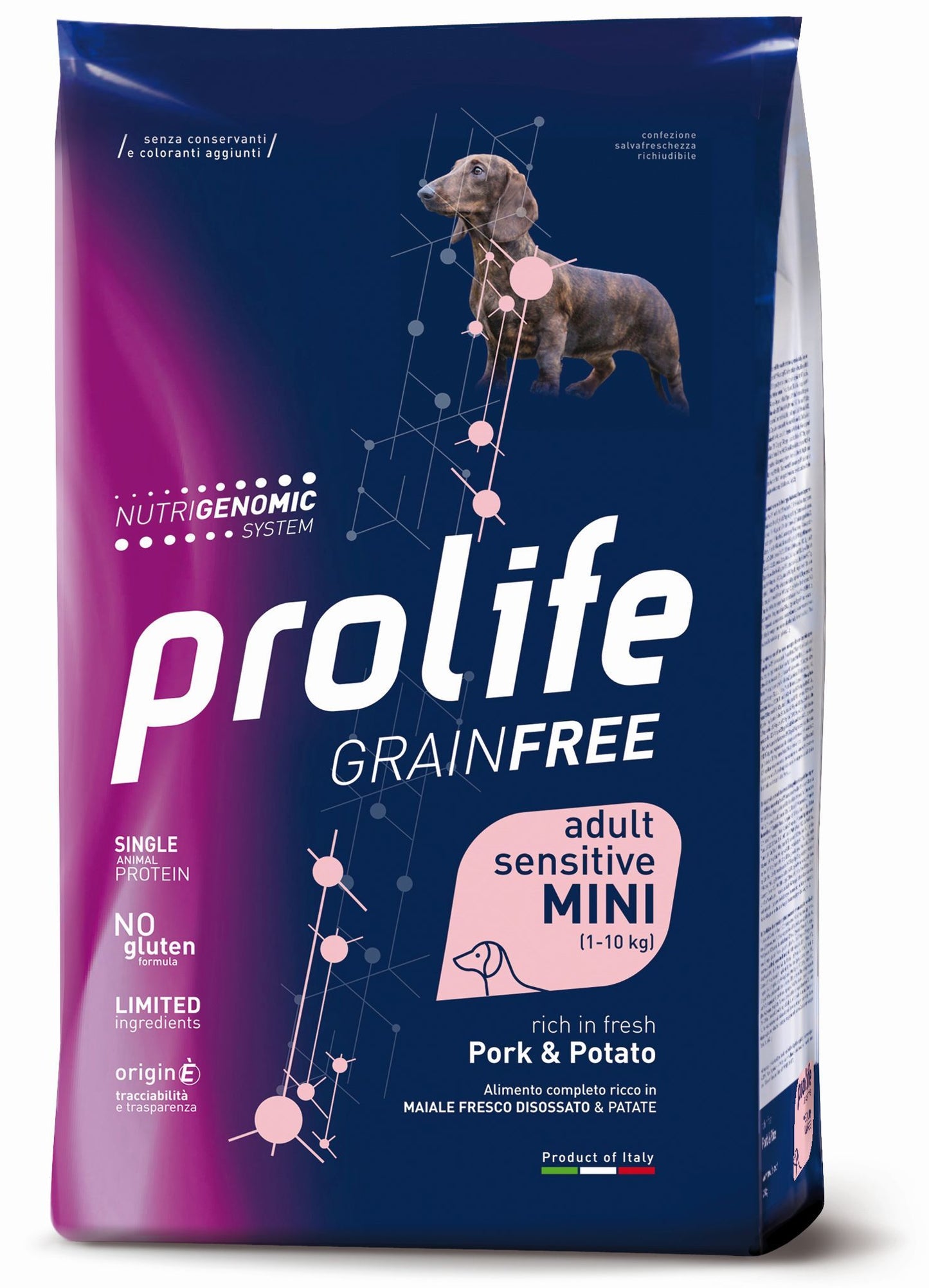 PROLIFE CANE GRAIN FREE SENSITIVE ADULTO MINI MAIALE & PATATE 7 KG