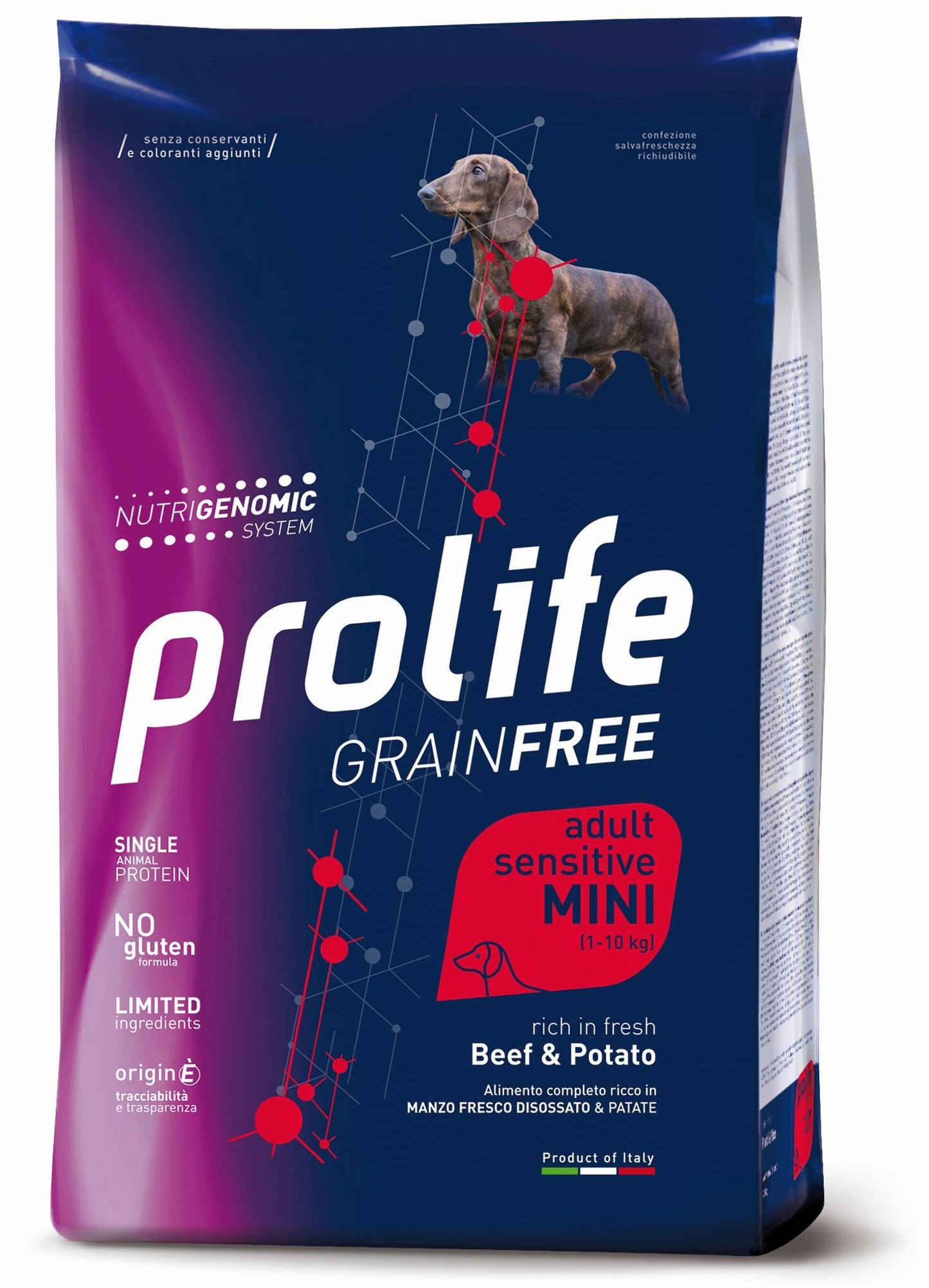 PROLIFE CANE GRAIN FREE SENSITIVE ADULTO MINI MANZO & PATATE 600 GR